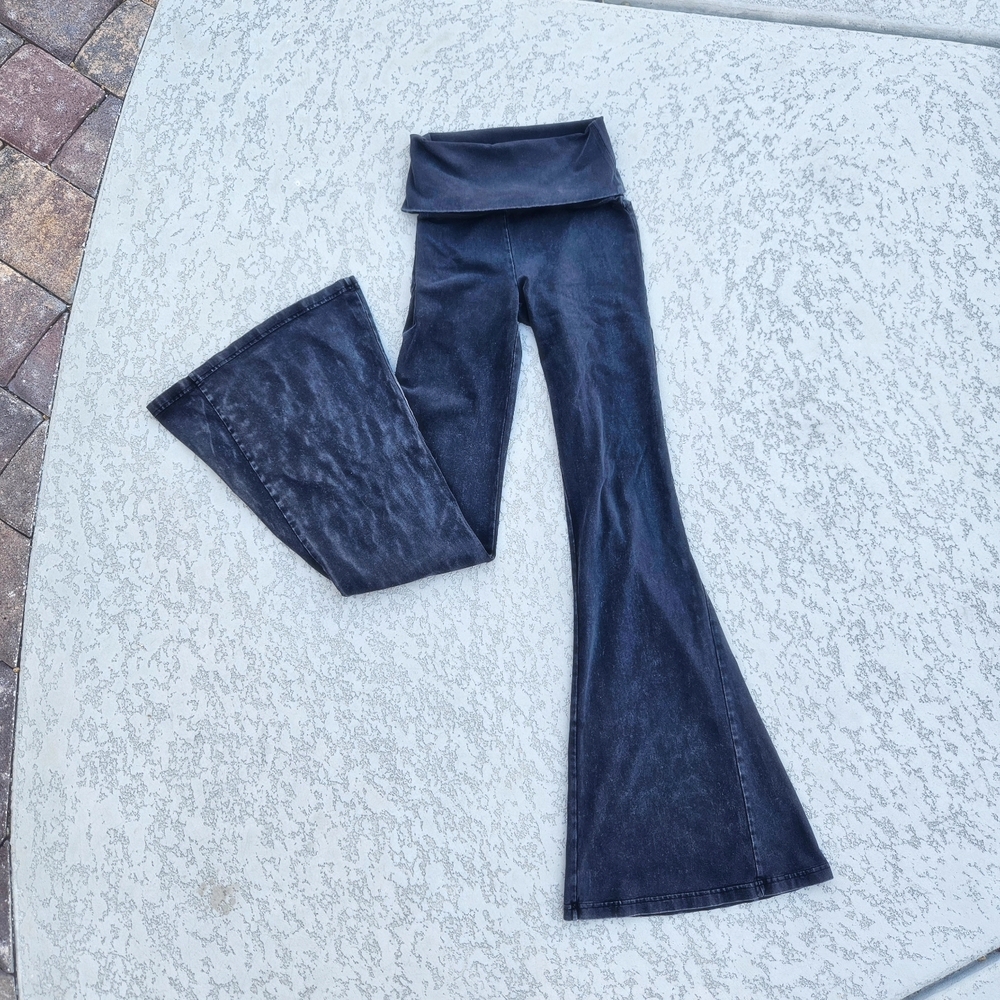 Stone Washed Bell Bottom Pants